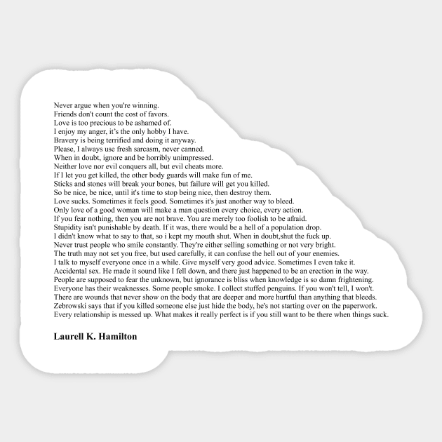 Laurell K. Hamilton Quotes Sticker by qqqueiru